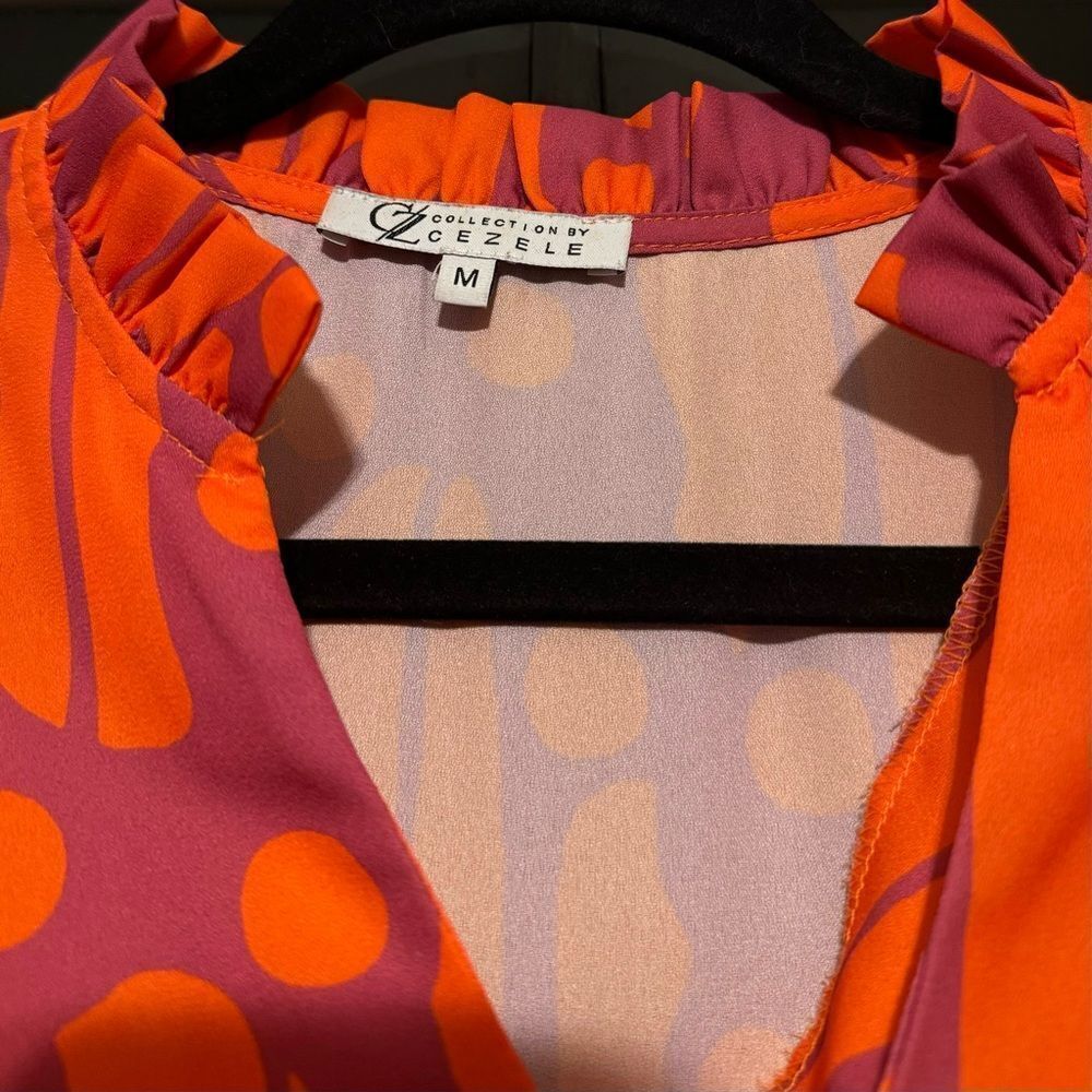 Collection by Cezele Orange & Purple Marmalade Dye Print Casual Long Midi Dress - Picture 11 of 12